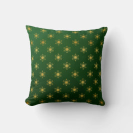 Groen & Goud Sneeuwvlok Kussen