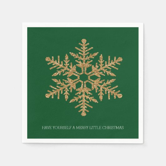 Groen Goud Sneeuwvlok Servetten (Voorkant)