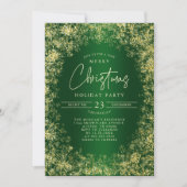Groen & Goud Sneeuwvlokken Kerstmis Feest Kaart (Voorkant)