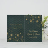 groen goud Snowflakes trouwprogramma's gevouwen (Staand voorkant)