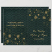 groen goud Snowflakes trouwprogramma's gevouwen (Voorkant / Achterkant)
