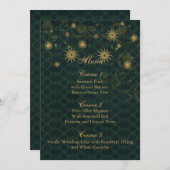 Groen goud Snowflakes Winter bruiloft menkkaarten Menu (Voorkant / Achterkant)