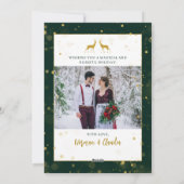 Groen Goud Sparkle Vrolijk Kerstmis 2 Foto Feestdagenkaart (Achterkant)