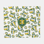 Groen Goud Sportief Team Kleuren Girly Volleybal Fleece Deken (Voorkant (Horizontaal))