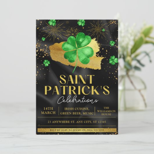 Groen & Goud St. Patrick's Day Feest I Kaart (Staand voorkant)