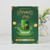 Groen & Goud St. Patrick's Day Feest Kaart (Staand voorkant)