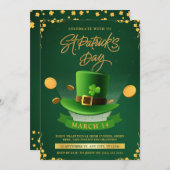 Groen & Goud St. Patrick's Day Feest Kaart (Voorkant / Achterkant)