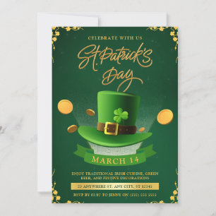 Groen & Goud St. Patrick's Day Feestviering Kaart