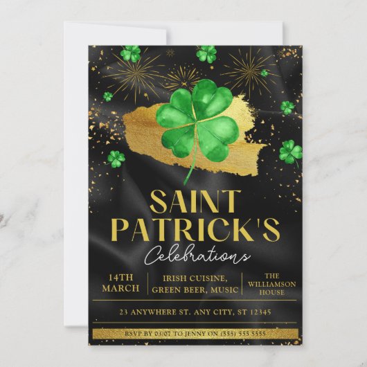 Groen & Goud St. Patrick's Day Feestviering Partij Kaart (Voorkant)