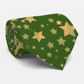 Groen Goud Sterpatroon helder Modern Kerstmis Stropdas (Opgerold)