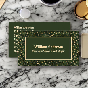 Groen Goud Sterren Shamanic of Astroloog Healer Visitekaartje