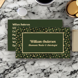 Groen Goud Sterren Shamanic of Astroloog Healer Visitekaartje