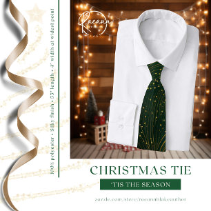 Groen & Goud Sterren/Strepen Kerst Kraag Stropdas