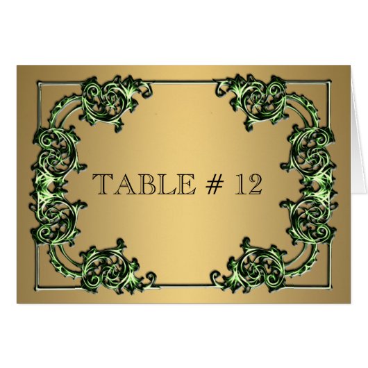 Groen goud  tafelnummer bruiloft evenement (Voorkant Horizontaal)