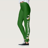 Groen Goud Team Kleuren Basketbal Tekst Up Poot Leggings (Links)