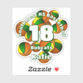 Groen Goud Team Kleuren Basketballen kinder Team N Sticker (Vel)