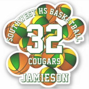 Groen Goud Team Kleuren Basketballen Team Naam Sticker