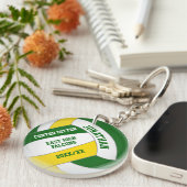 Groen Goud Team Kleuren Custom Boys Volleybal Sleutelhanger (Voorkant Rechts)