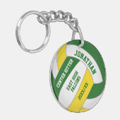 Groen Goud Team Kleuren Custom Boys Volleybal Sleutelhanger (Voorkant Links)