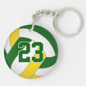 Groen Goud Team Kleuren Custom Boys Volleybal Sleutelhanger (Achterkant)