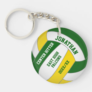 Groen Goud Team Kleuren Custom Boys Volleybal Sleutelhanger