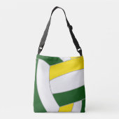 Groen Goud Team Kleuren Volleybal Atleet Coach Crossbody Tas (Achterkant)
