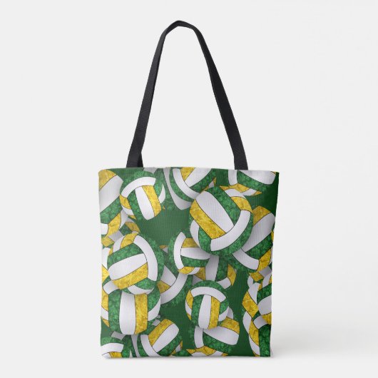 Groen Goud Team Kleuren Volleybal Coach Naam Tote Bag (Achterkant)