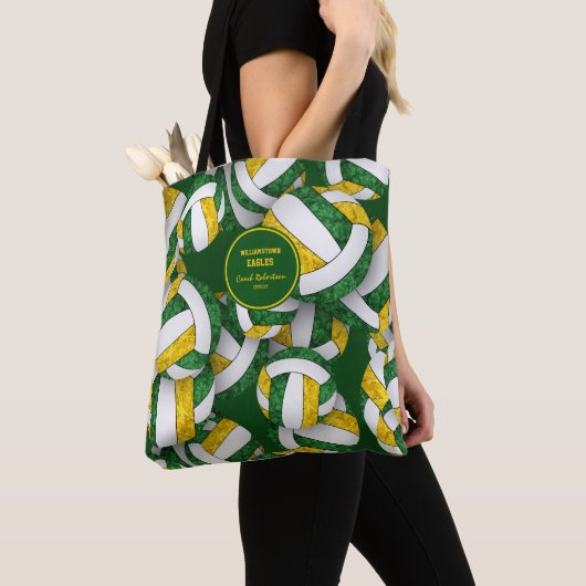 Groen Goud Team Kleuren Volleybal Coach Naam Tote Bag (Dichtbij)