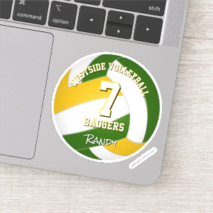 Groen Goud Team Kleuren Volleybalspeler Sticker