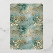 Groen Goud Tropical Leaves Vrijgezellenfeest Folie Uitnodiging (Achterkant)