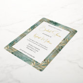 Groen Goud Tropical Leaves Vrijgezellenfeest Folie Uitnodiging (Gedraaid)