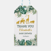 Groen Goud Tropisch Oerwoud Dieren Baby shower Cadeaulabel (Voorkant)