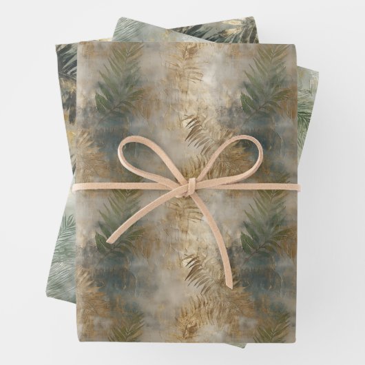 Groen goud tropische bladeren inpakpapier vel (In situ)