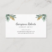 Groen Goud Tropische bladeren Sieraden Designer Visitekaartje (Achterkant)