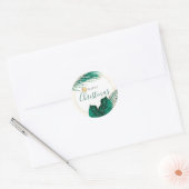 Groen & Goud Tropische Kerstmis Envelop Afdichting Ronde Sticker (Envelop)