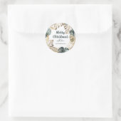 Groen & Goud Tropische Palm Krans Kerstmis Ronde Sticker (Tas)