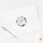 Groen & Goud Tropische Palm Krans Kerstmis Ronde Sticker (Envelop)