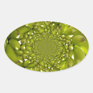 Groen Goud: Tropische Twist banaan Kaleidoscoop Ovale Sticker