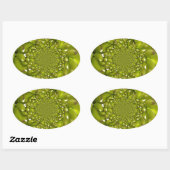 Groen Goud: Tropische Twist banaan Kaleidoscoop Ovale Sticker (Vel)