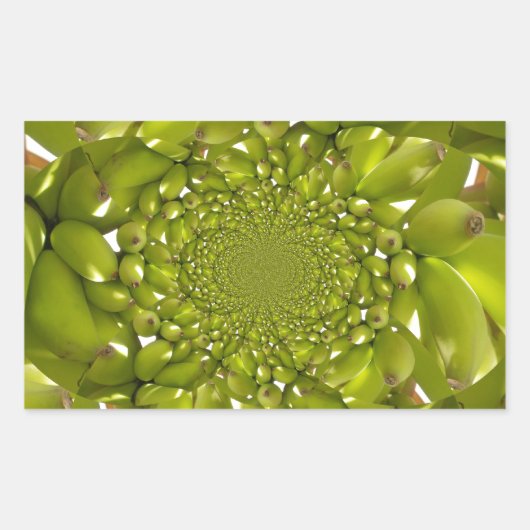 Groen Goud: Tropische Twist banaan Kaleidoscoop Rechthoekige Sticker (Voorkant)