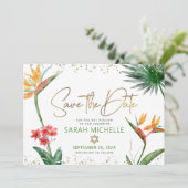 Groen Goud Tropische Vleermuis Mitswa Bloemenpalm  Save The Date (Staand voorkant)