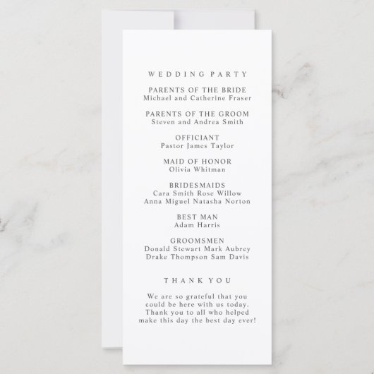 Groen Goud Tuin Huwelijksprogramma (Achterkant)