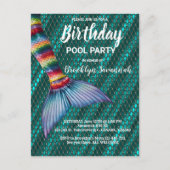 Groen Goud Turquoise Zeemeermin Staart Pool Party Briefkaart (Voorkant)