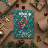 Groen Goud Turquoise Zeemeermin Staart Pool Party Briefkaart