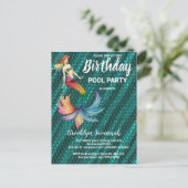 Groen Goud Turquoise Zeemeermin Staart Zwembad Fee Briefkaart (Staand voorkant)