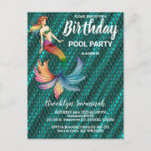 Groen Goud Turquoise Zeemeermin Staart Zwembad Fee Briefkaart (Voorkant)