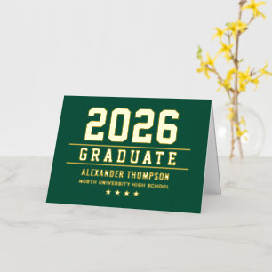 Groen Goud Varsity Afstudeer Bedankt 2026 Folie Wenskaart