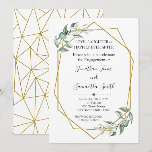 Groen goud verlovingsfeest Minimalistische bruilof Kaart (Voorkant / Achterkant)