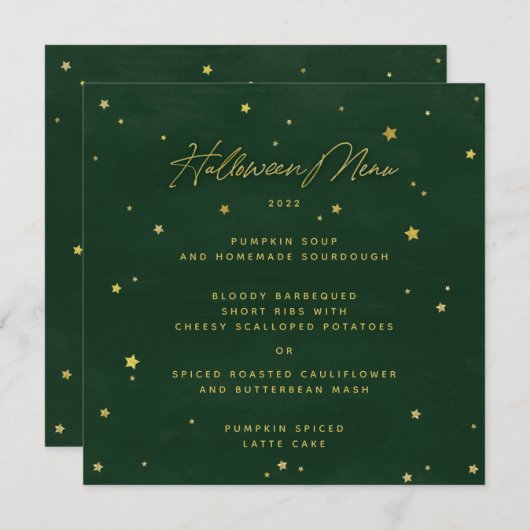 Groen/Goud Verspreide Sterren Vierkant/Ronde Hallo Menu (Voorkant / Achterkant)