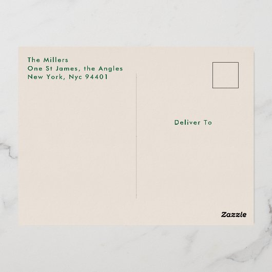 Groen & Goud Vet Typografie Ovale Foto Kerstmis Folie Feestdagen Briefkaart (Achterkant)